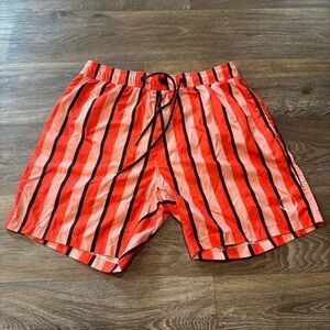 Scotch & Soda Striped Swim Shorts Orange Pink Summer Beach Trunks Men’s Medium